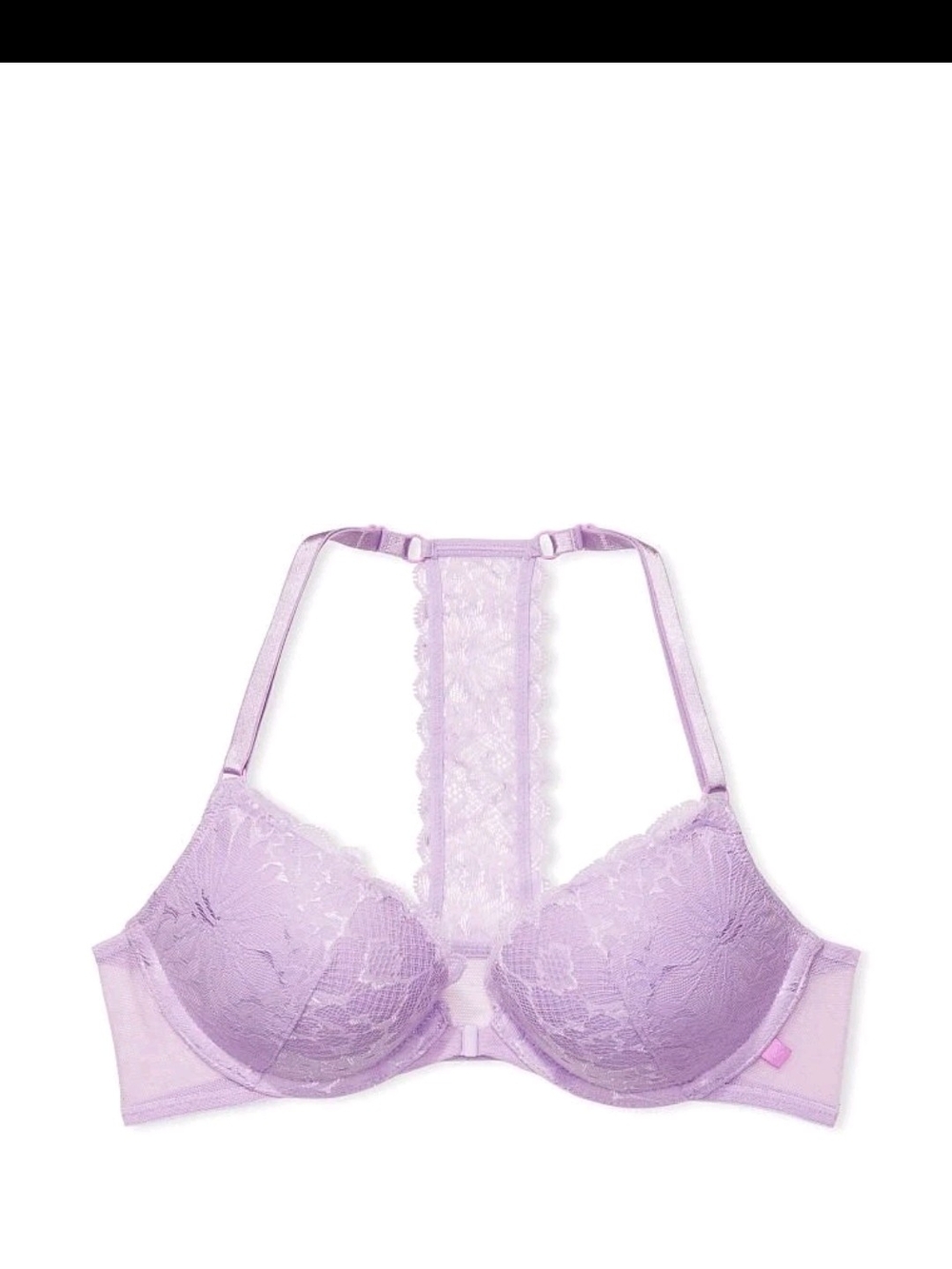 Victoria's Secret Lilac Purple Lace Racerback Push-Up Bra Front Hook 32 B 💜